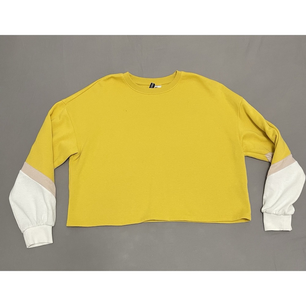 H&M Divided Womens Mustard Yellow Colorblock Cropped Sweatshirt Size M 0911214 2